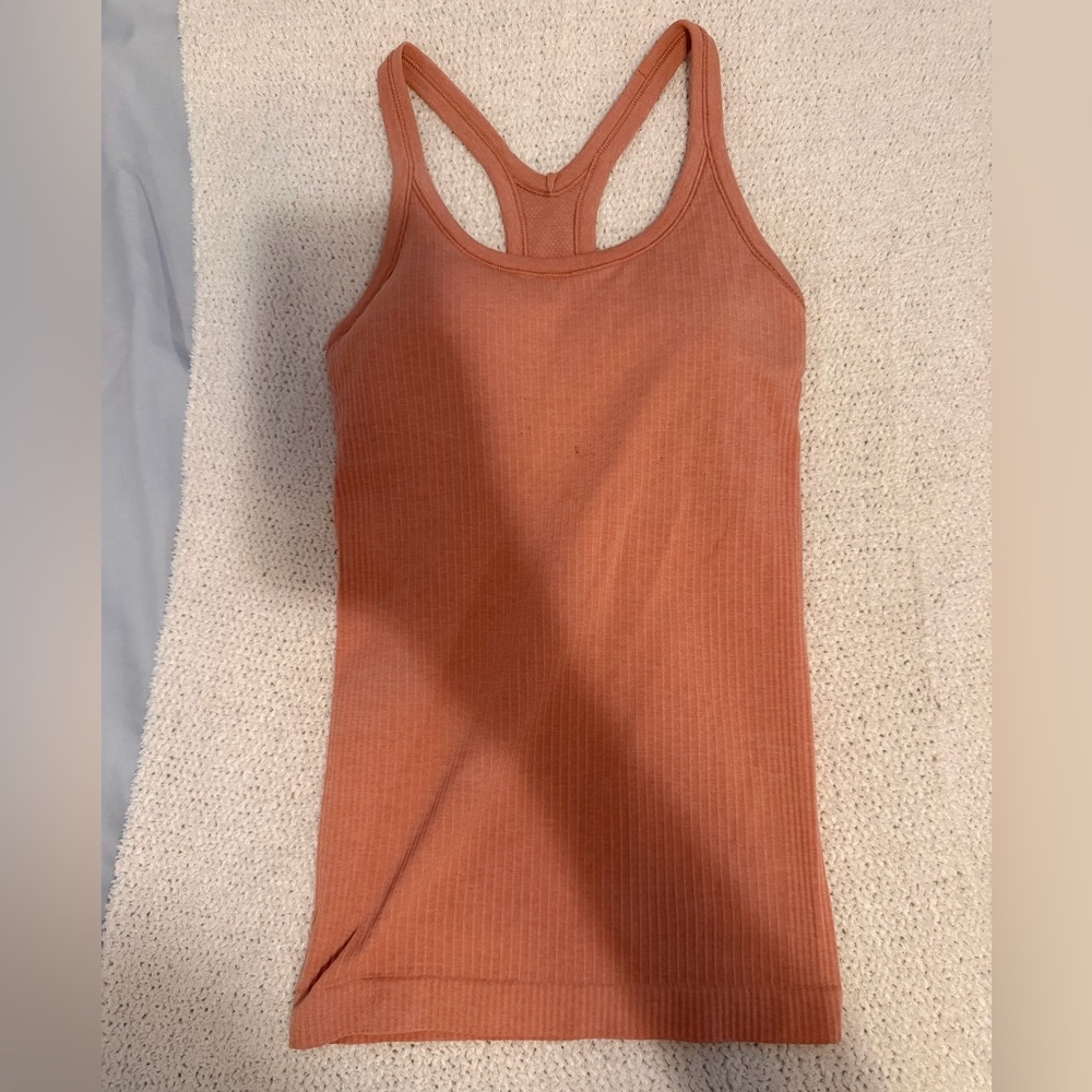 Lululemon pink/orange ribbed tank top